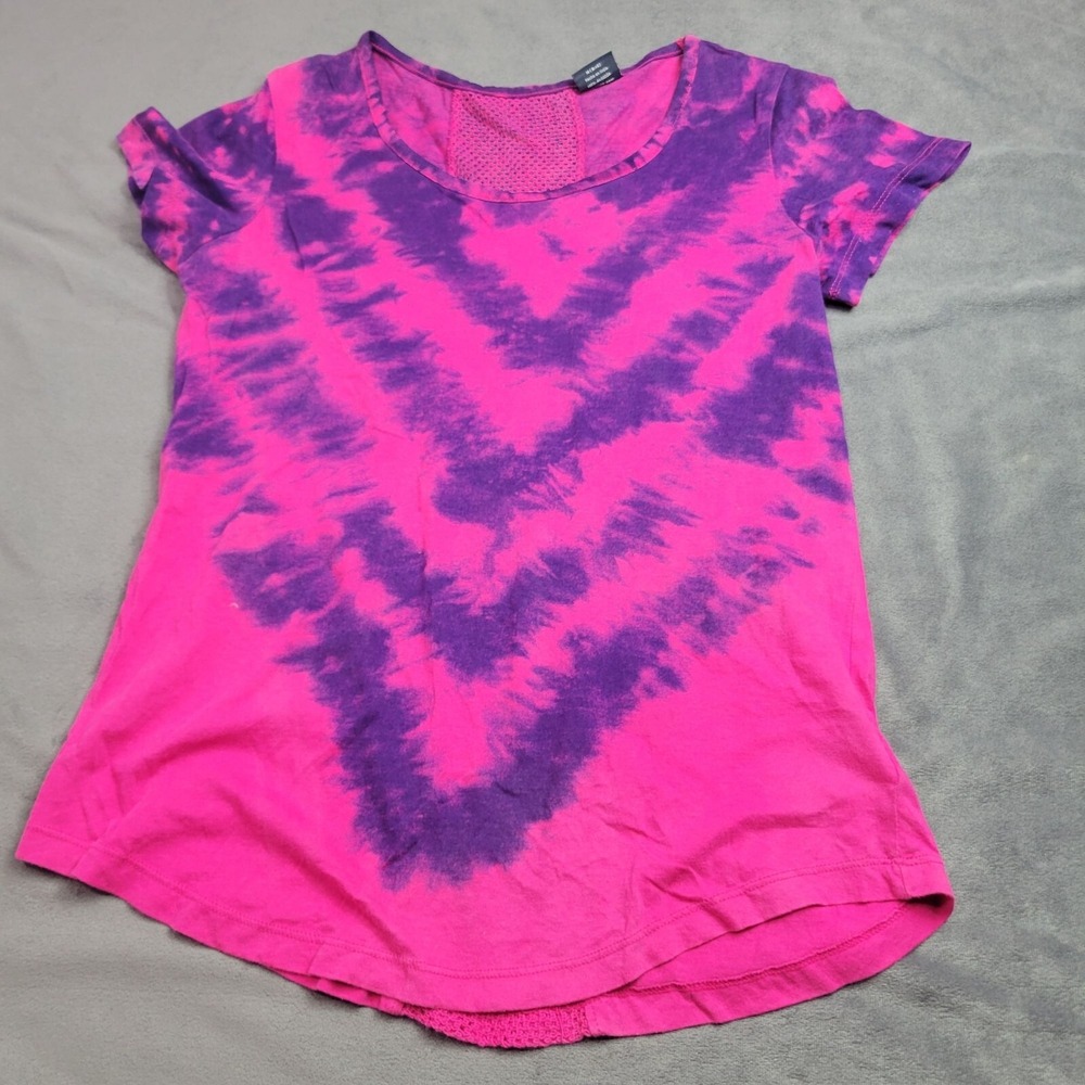 Pink Purple Hand Tie-Dye Womens T-Shirt M Faded Glory 100% Cotton Casual Top TEE